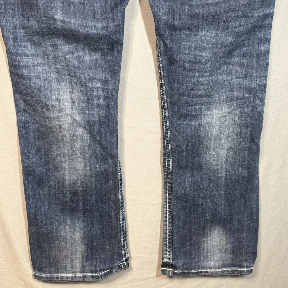 Rock N Roll Cowgirl Jeans Low Rise‎ Boot Cut Thick Stitch 34x30 Western Rodeo